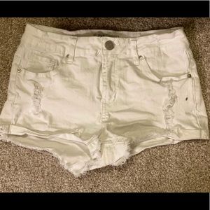 White Distressed Shorts